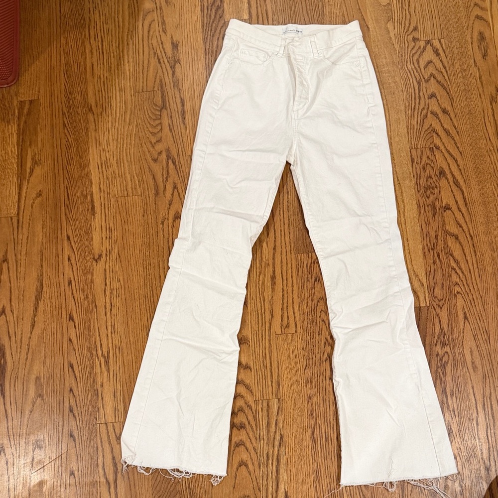 Loft White High-Waist Flare Jeans